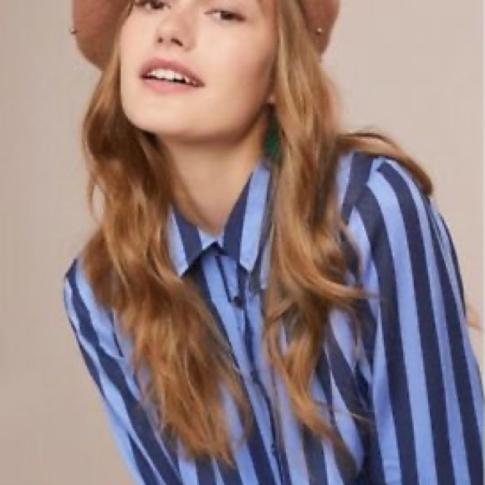 Anthropologie Maeve Breckenridge Blue Blouse | L